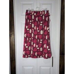 White Stuff Side Tie Midi Skirt - Pink Birds - UK 12